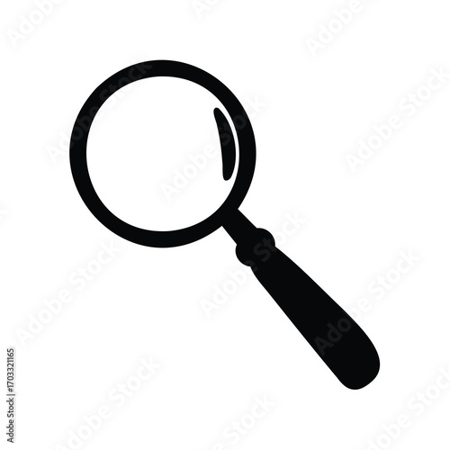 An abstract black and white image of a magnifying glass illustration