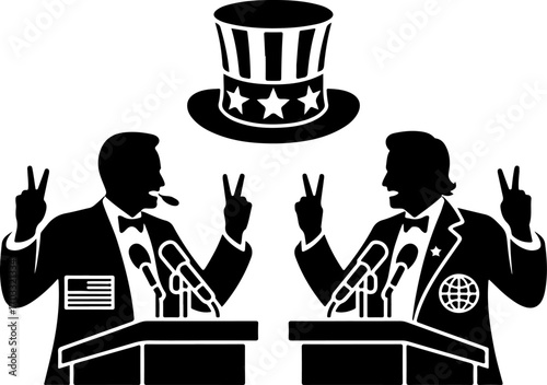 ,America Patriotic Uncle Sam Hat Icon Graphcis