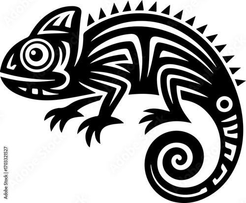 Tribal Chameleon Tattoo Design graphcis