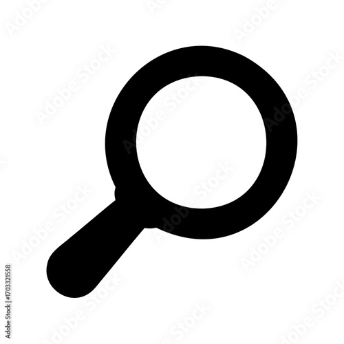 Magnifying glass or search icon in black on a white background