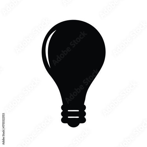 Minimalist black and white vector illustration of a lightbulb icon design