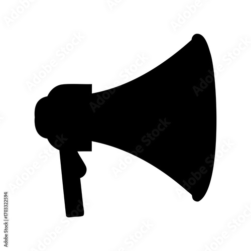 Simple Black Megaphone Silhouette for Announcement, Promotion, and Amplification Needs