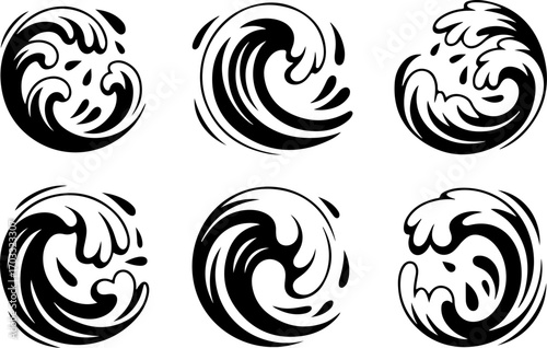 Wave Silhouettes Vector Set"