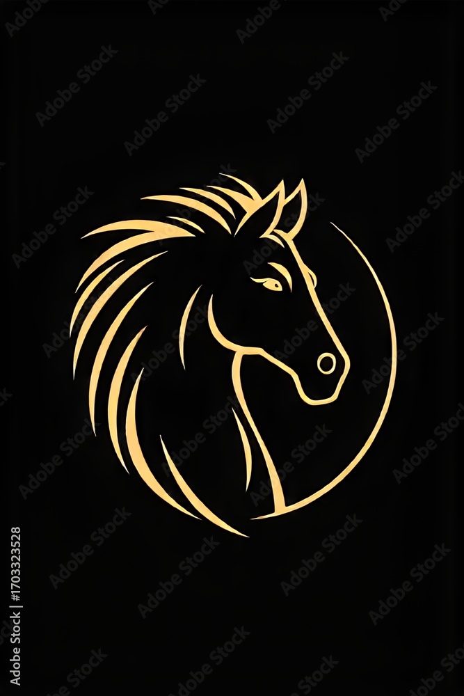 Fototapeta premium ** Elegant Golden Horse Head Logo Design