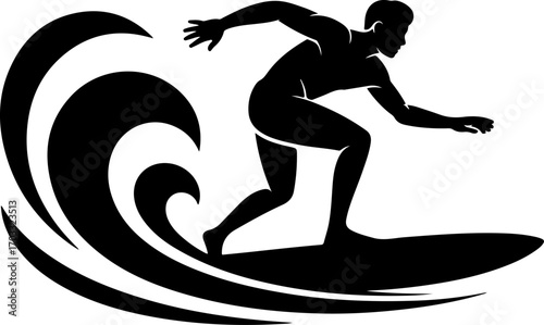 Surfer Riding a Wave Silhouette