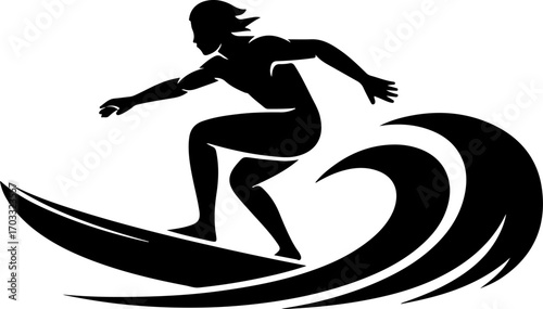 Surfer Riding a Wave Silhouette
