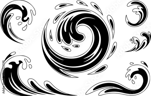 Wave Silhouettes Vector Set"