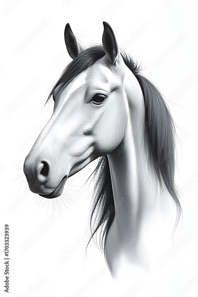 Obraz premium ** Majestic Horse Portrait in Monochrome