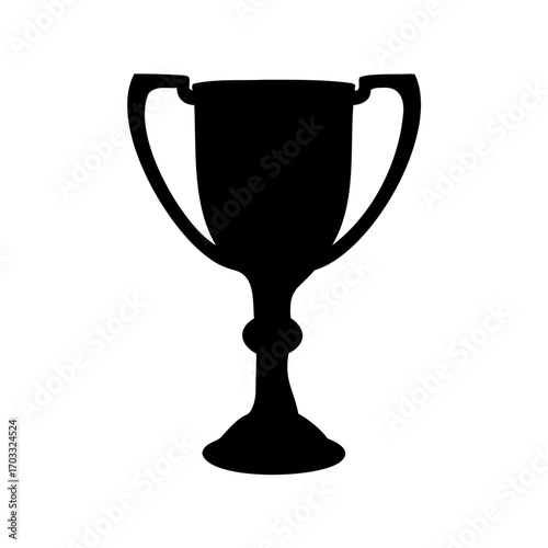 A simplistic black silhouette of a trophy symbolizing achievement and competition