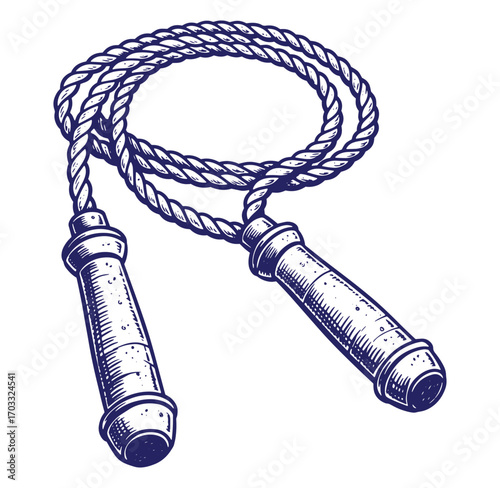 Hand drawn illustration of a skipping rope isolated on white background for fitness concept