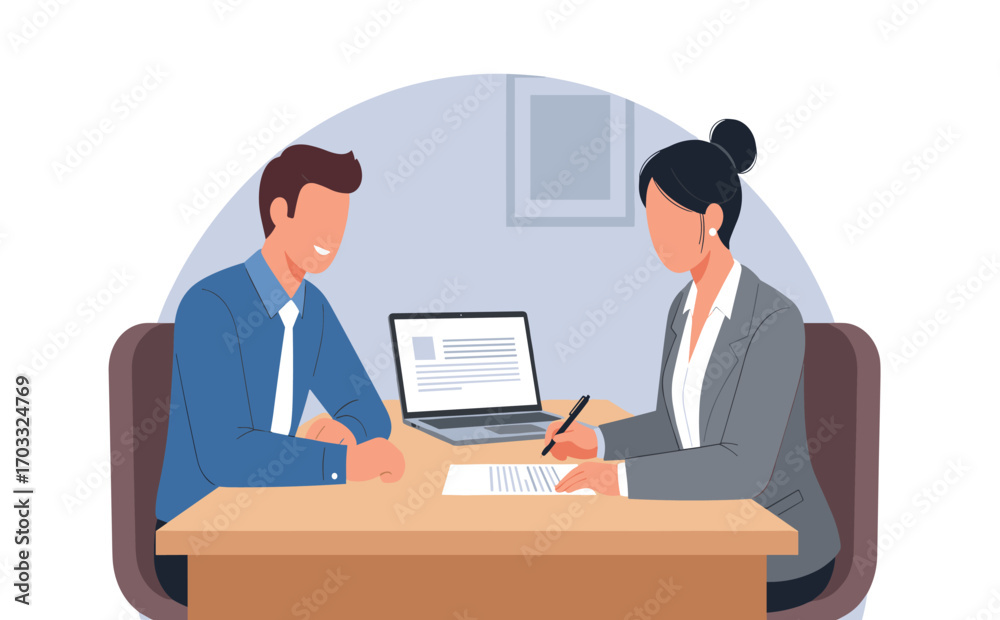 Obraz premium Professional Business Meeting with Two Colleagues Discussing Ideas