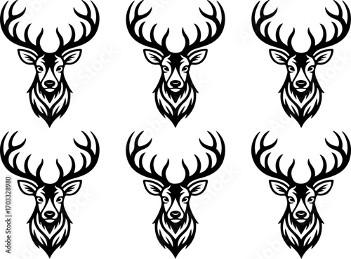 Deer Head Silhouette Vector Set"