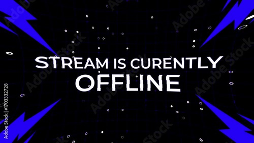 Stream offline currently motion text animation with glitch effect. 4k video Stream footage animation