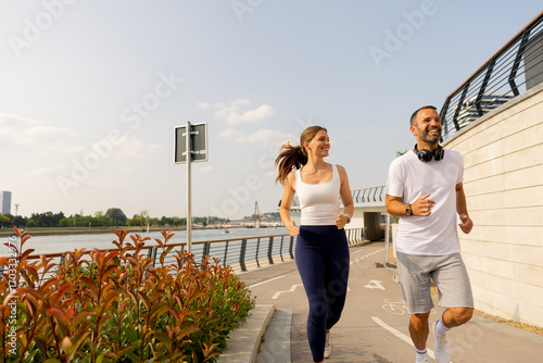 Couple enjoys an active jog...