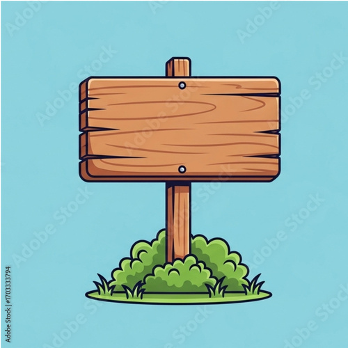 Blank Wooden Signpost with blue background