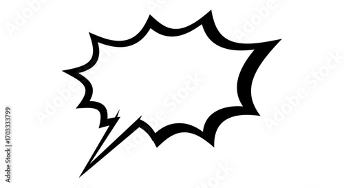 A dynamic, jagged speech balloon isolated on a white background. Perfect for manga, pop art, and graphic novels to show surprise or an exclamation