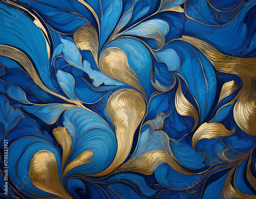 Blue Marble seamless gilded  pattern. Design element for sale banners, posters, labels, and gift wrapping paper.