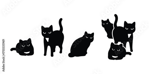 cat vector black cat kitten calico icon cartoon character pet animal doodle logo illustration symbol design