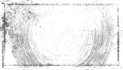 Gray distressed grunge texture background with circular lines and speckles vector