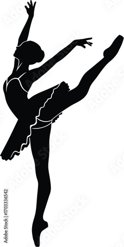 Elegant silhouette of a ballerina in a graceful pose, captures beauty and artistry of ballet dance