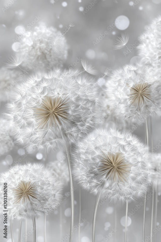 Obraz premium White Dandelions In Soft Light