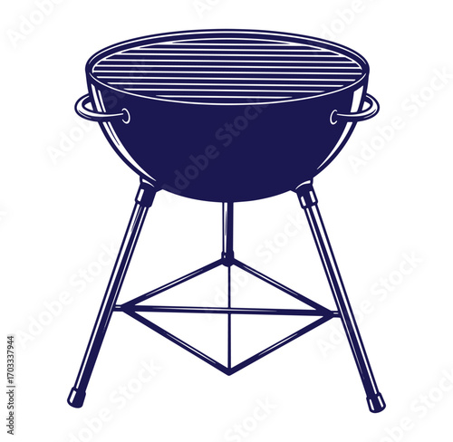 Vector illustration of a simple charcoal grill perfect for summer barbecue and outdoor cooking