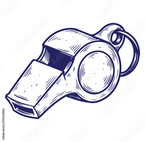 Vector illustration of a vintage style whistle for sports officiating and game direction