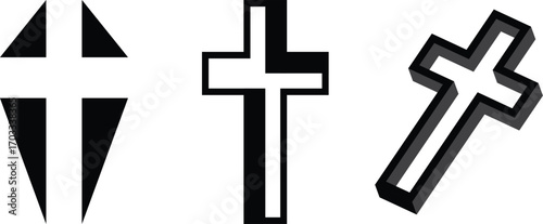 Christian Cross Set Vector Design on White Background.
