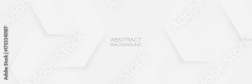 White Minimalist abstract background with hexagon lines and gradients in light tones, with futuristic hi technology concept