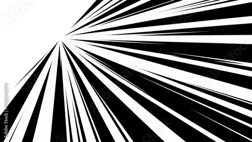 Dynamic speed lines radiating from a central point in black and white