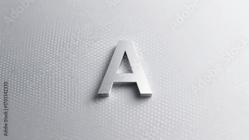 Embossed letter A casting a subtle shadow on a textured white surface