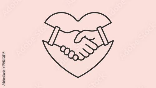 Handshake inside a heart shape symbolizing trust and partnership agreement