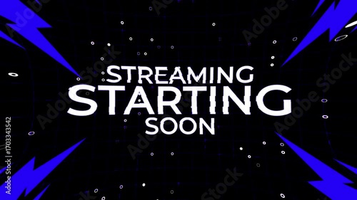 Streaming starting soon glitch distortion effect 4k resolution. For streaming platforms, announcements, social media, events, virtual gatherings, or live broadcasts