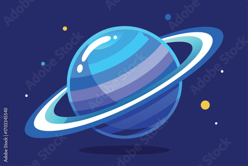 Stylized blue planet shines with vibrant rings against a deep, dark space background