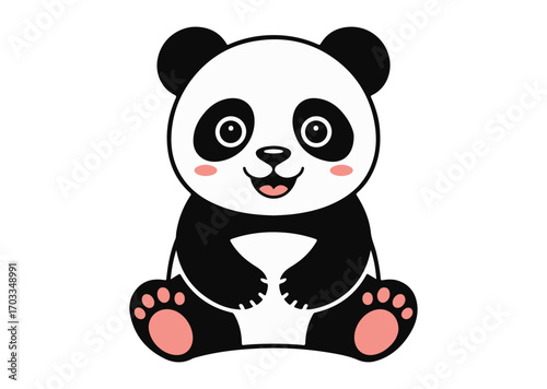 Adorable Cartoon Panda Icon, Panda Vector design