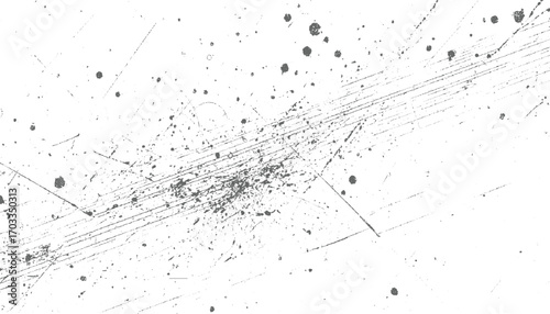 Gray splatters and scratches on white surface abstract background