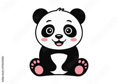 Adorable Cartoon Panda Icon, Panda Vector design
