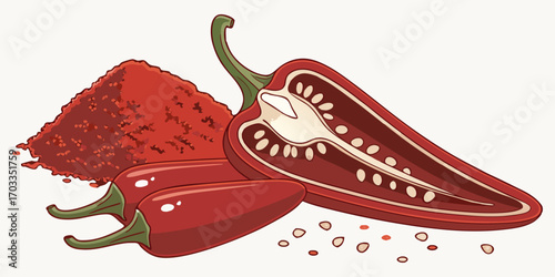 Slices of raw jalapeno pepper. vector illustration
