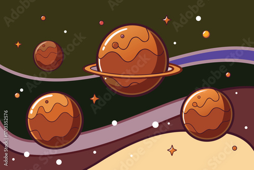 Whimsical banner featuring a galaxy composed of delicious chocolate spheres perfect for confectionery advertising and sweet treats promotions