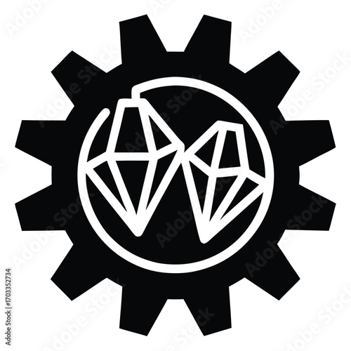 Gear with two diamonds logo