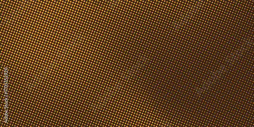 Gold Glitter Halftone Dotted Backdrop. Abstract Circular Retro Pattern. Pop Art Style Background. Golden Explosion Of Confetti. Digitally Generated Image. Vector Illustration