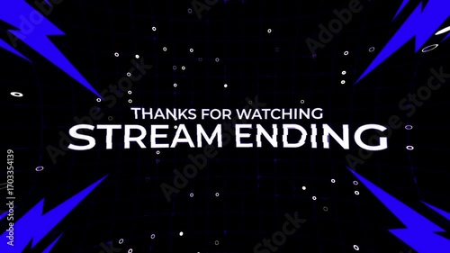 Thanks for watching stream ending animated motion graphics with glitch effect. 4k video