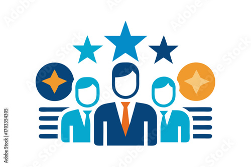 Flat vector illustration of a hand holding a review card with three stars, symbolizing customer feedback, service quality, product rating, client satisfaction, and business credibility. Perfect for we
