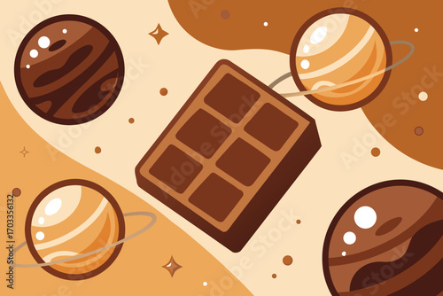 Vibrant saturn and sweet galaxy illustration with cosmic swirls and celestial elements
