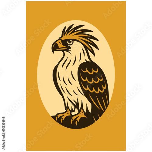 Philippine Eagle — Flat Solid Oval Emblem (Mustard)