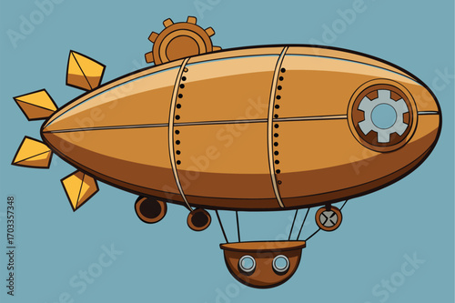 Intricate steampunk airship design adorned with detailed gears and mechanical elements