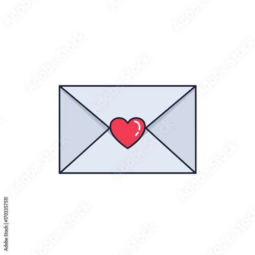 Love Letter Envelope with Heart Icon.