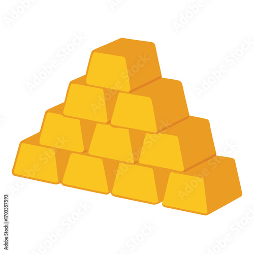 Stylized stack of golden ingots illustration
