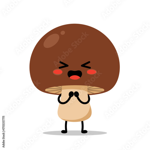 Cute Mushroom Character with Sad Expression.
