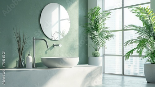 Modern mint green bathroom